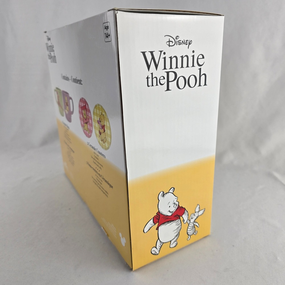 NIB Disney Winnie the Pooh 4 Piece Ceramic Mug and Coaster Gift Set OS - Picture 11 of 13